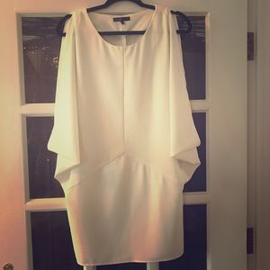 White crepe fitted mini dress